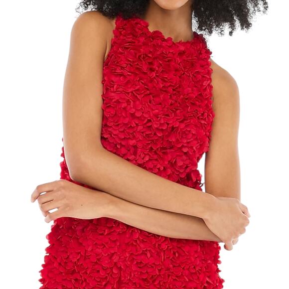 J. Crew Rosette 3D Flower Petal Mini Dress Ruby Red Size 2 - Picture 3 of 11